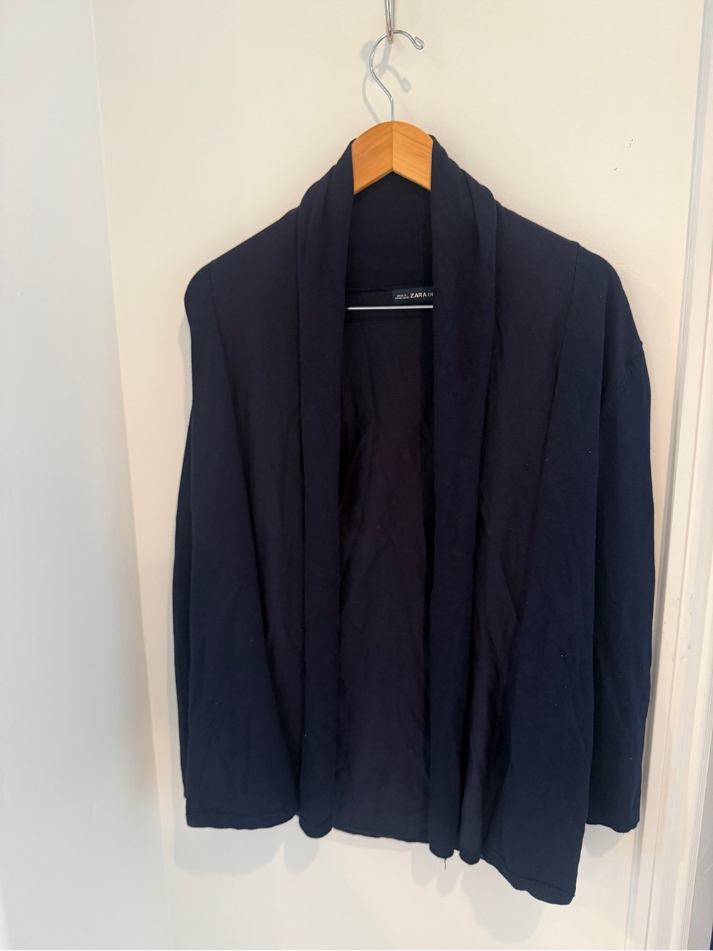 Zara Dark Navy Lightweight Open-Front Cardigan